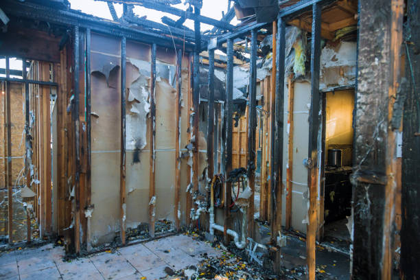 Professional Emergency Fire Damage Restoration technician working in Red Hill, PA